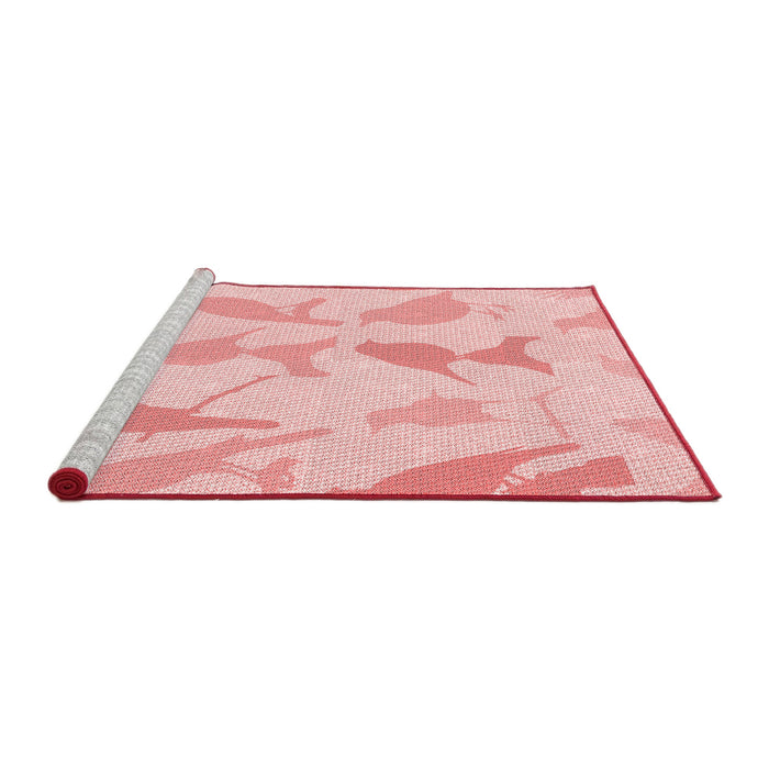 Sideview of Machine Washable Transitional Pastel Red Pink Rug, wshpat532rd