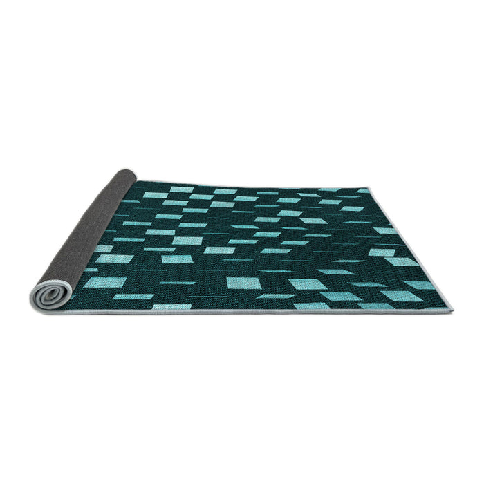 Thickness of Patterned Deep Teal Green Rug, pat534lblu