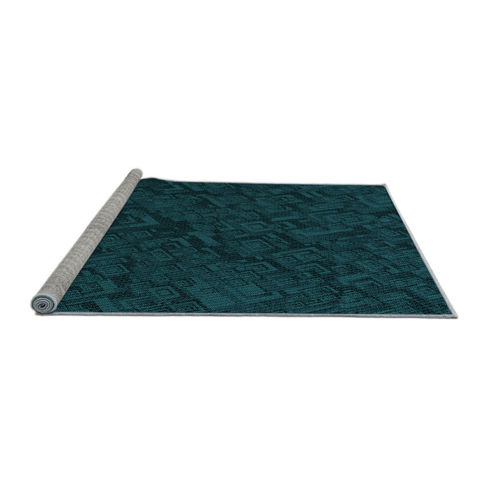 Sideview of Machine Washable Transitional Teal Green Rug, wshpat535lblu