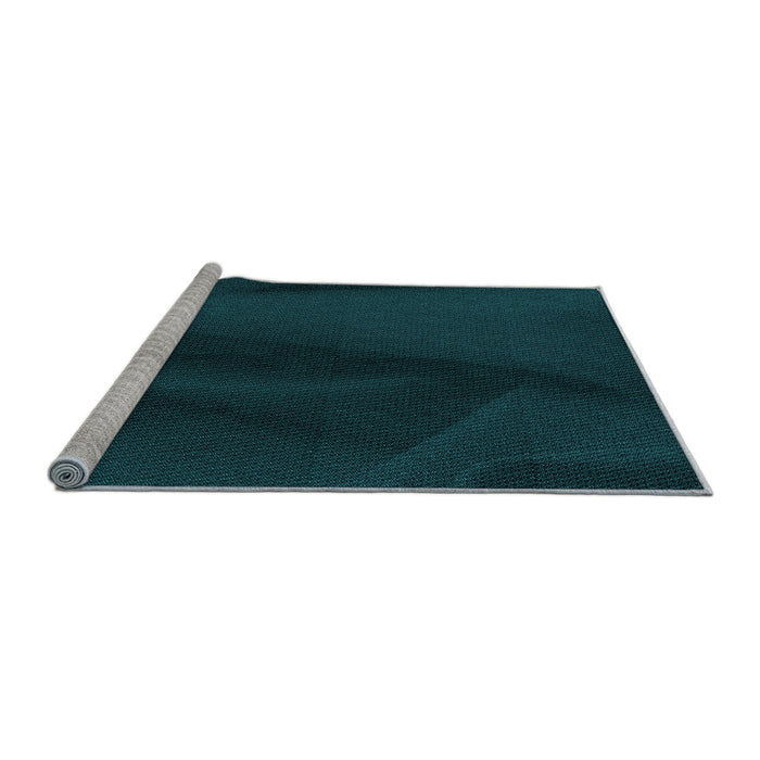 Sideview of Machine Washable Transitional Teal Green Rug, wshpat536lblu