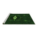 Sideview of Machine Washable Transitional Green Rug, wshpat539grn