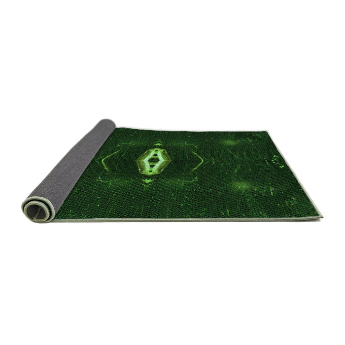 Thickness of Patterned Green Rug, pat539grn