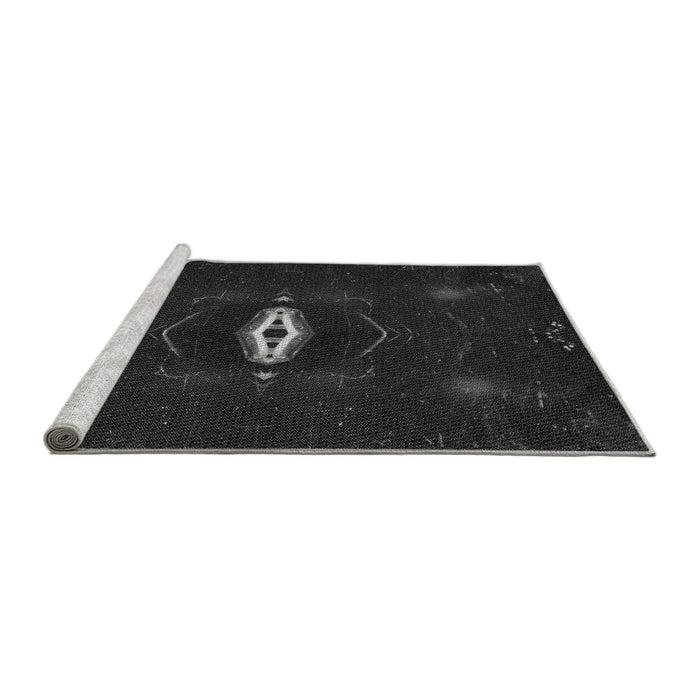 Sideview of Machine Washable Transitional Black Rug, wshpat539gry