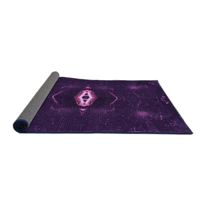 Thickness of Patterned Deep Purple Rug, pat539pur