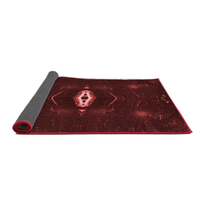 Thickness of Patterned Fire Brick Red Rug, pat539rd