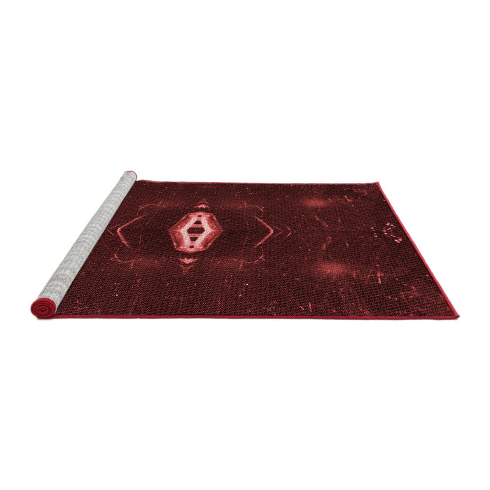 Sideview of Machine Washable Transitional Fire Brick Red Rug, wshpat539rd