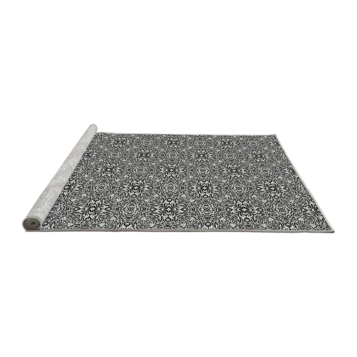 Sideview of Machine Washable Transitional Platinum Silver Gray Rug, wshpat542gry