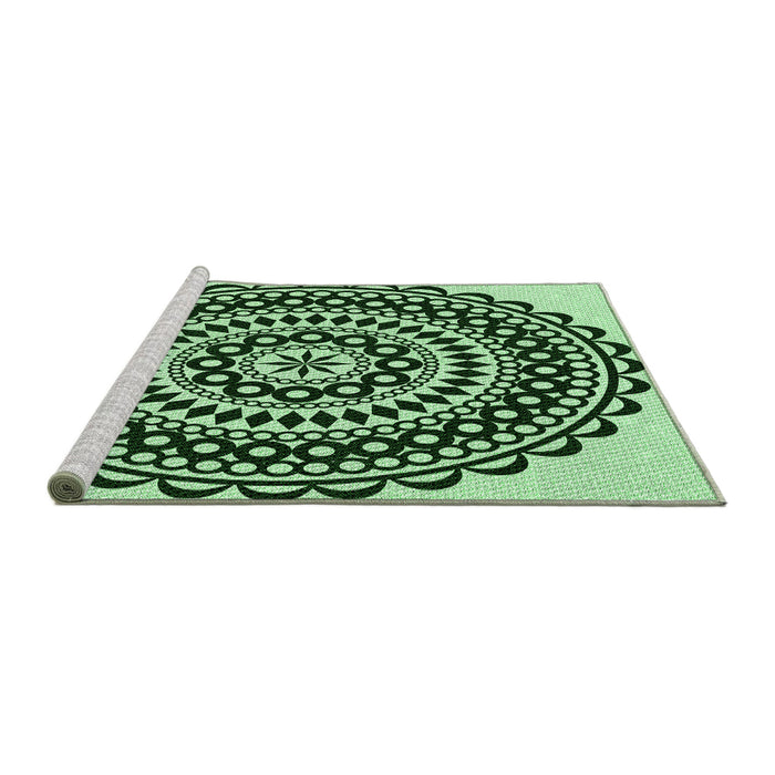 Sideview of Machine Washable Transitional Dark Forest Green Rug, wshpat543grn