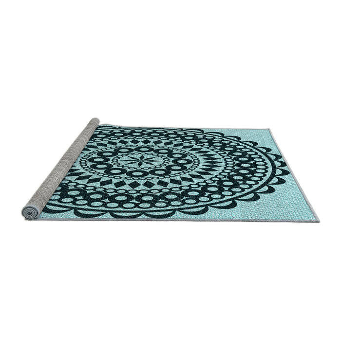 Sideview of Machine Washable Transitional Deep-Sea Blue Rug, wshpat543lblu