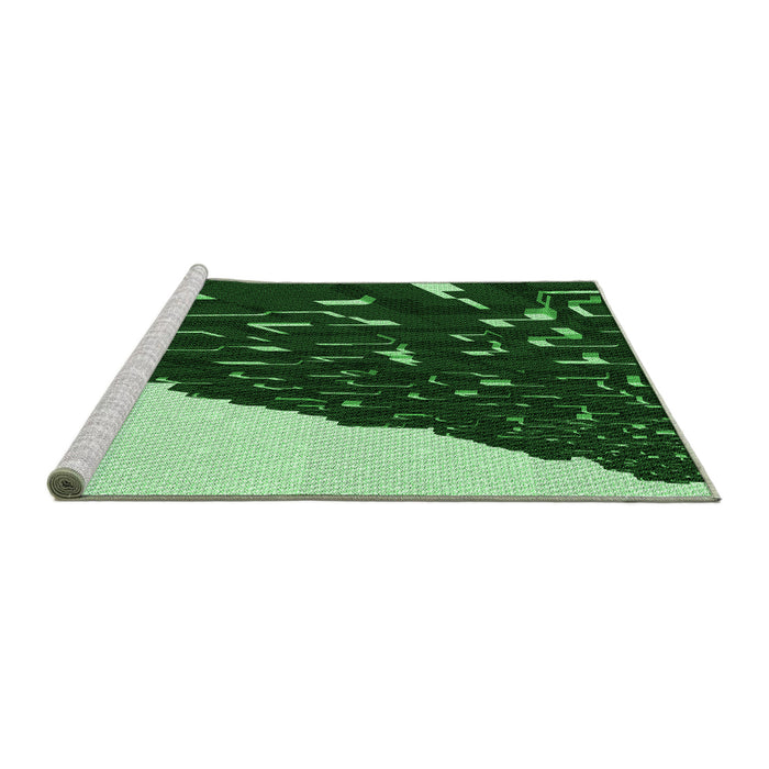Sideview of Machine Washable Transitional Green Rug, wshpat546grn