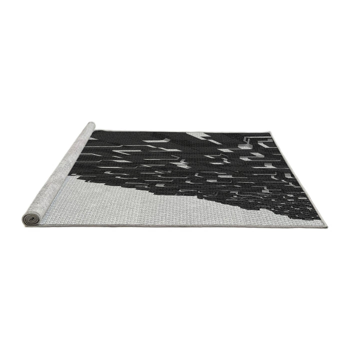 Sideview of Machine Washable Transitional Midnight Gray Rug, wshpat546gry