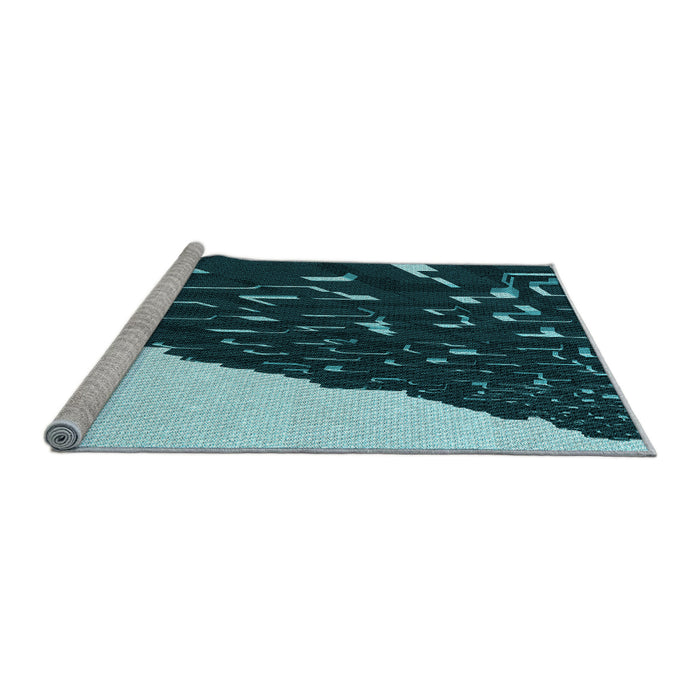Sideview of Machine Washable Transitional Deep Teal Green Rug, wshpat546lblu