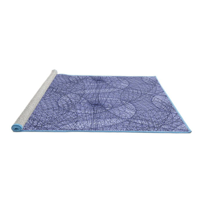 Sideview of Machine Washable Transitional Deep Periwinkle Purple Rug, wshpat547blu