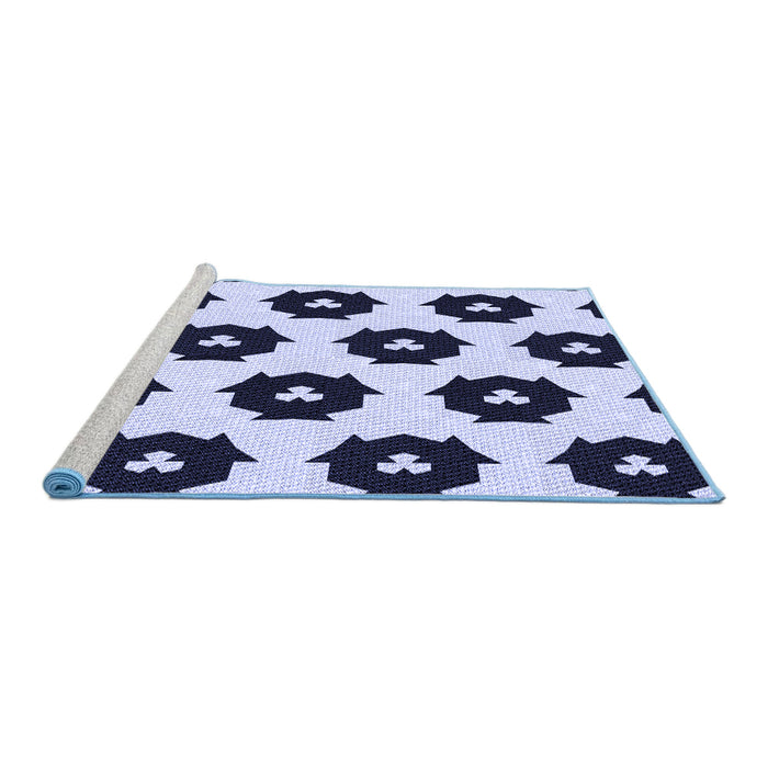Sideview of Machine Washable Transitional Blue Rug, wshpat548blu