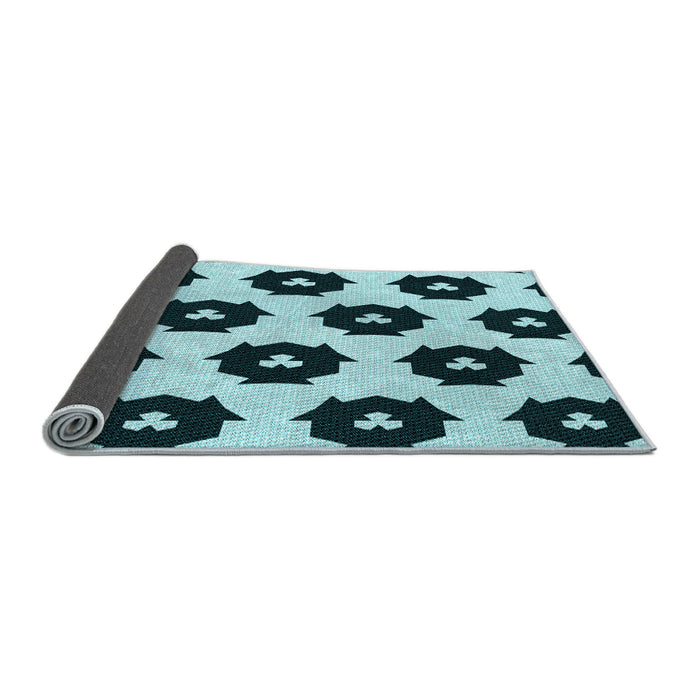 Thickness of Patterned Medium Teal Green Rug, pat548lblu
