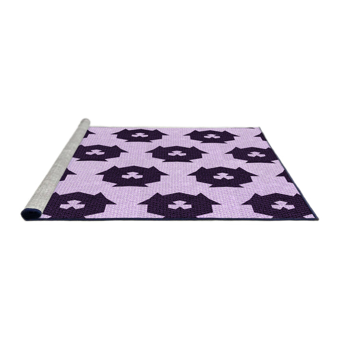 Sideview of Machine Washable Transitional Blossom Pink Rug, wshpat548pur