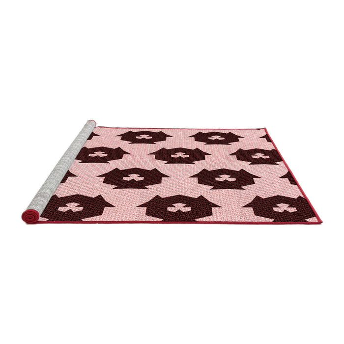 Sideview of Machine Washable Transitional Pink Rug, wshpat548rd
