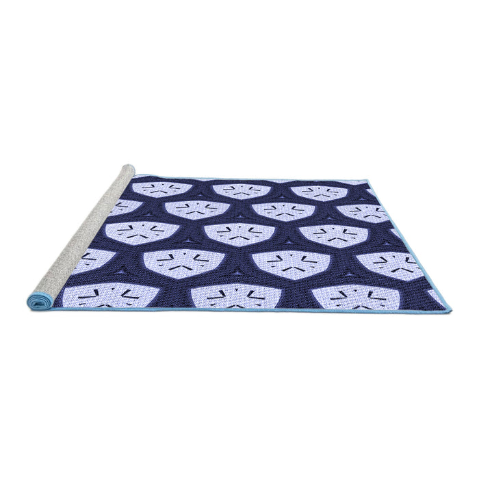 Sideview of Machine Washable Transitional Blue Rug, wshpat549blu
