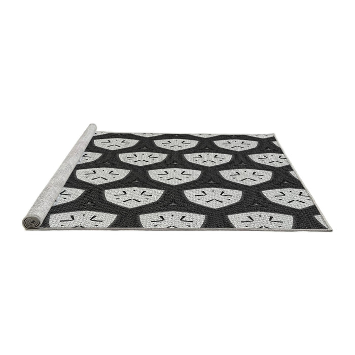 Sideview of Machine Washable Transitional Charcoal Black Rug, wshpat549gry