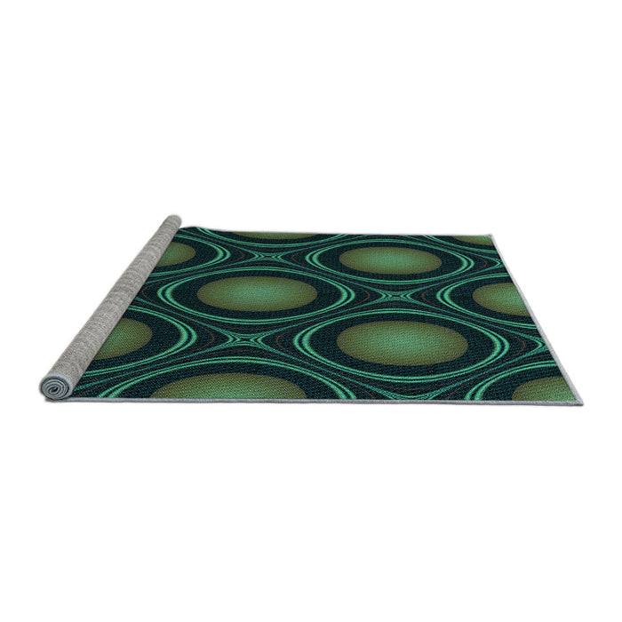 Machine Washable Transitional Deep Teal Green Rug in a Bedroom, wshpat55lblu
