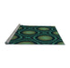 Machine Washable Transitional Deep Teal Green Rug in a Bedroom, wshpat55lblu