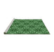 Sideview of Machine Washable Transitional Deep Emerald Green Rug, wshpat550grn