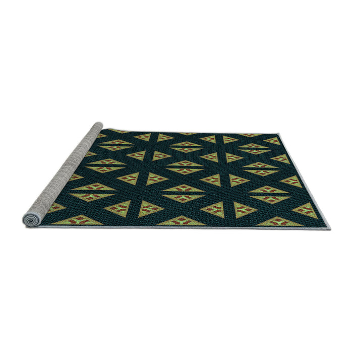 Sideview of Machine Washable Transitional Black Rug, wshpat555lblu