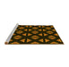 Sideview of Machine Washable Transitional Black Brown Rug, wshpat555yw