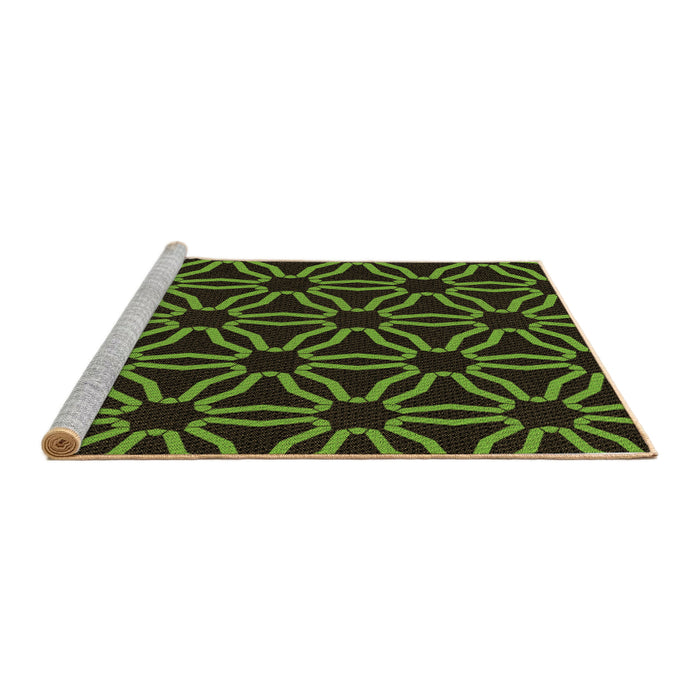 Sideview of Machine Washable Transitional Green Rug, wshpat556brn