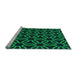 Sideview of Machine Washable Transitional Deep Teal Green Rug, wshpat556lblu