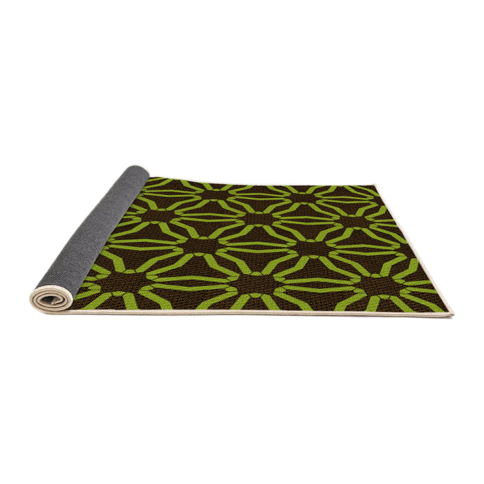 Thickness of Patterned Dark Yellow Green Rug, pat556org