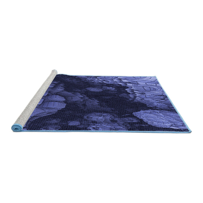 Sideview of Machine Washable Transitional Midnight Blue Rug, wshpat559blu