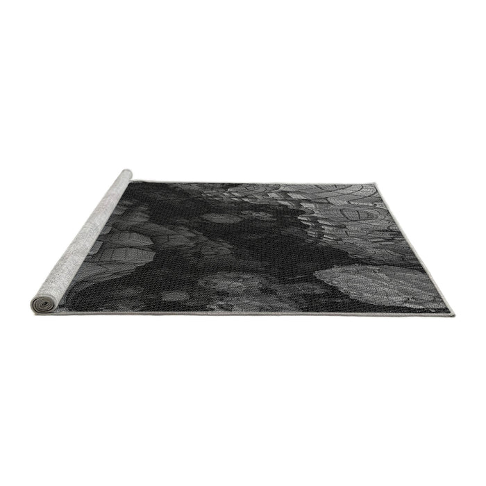 Sideview of Machine Washable Transitional Charcoal Black Rug, wshpat559gry