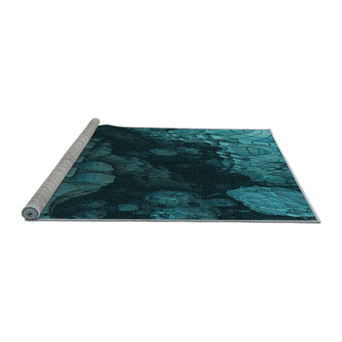Sideview of Machine Washable Transitional Deep Teal Green Rug, wshpat559lblu