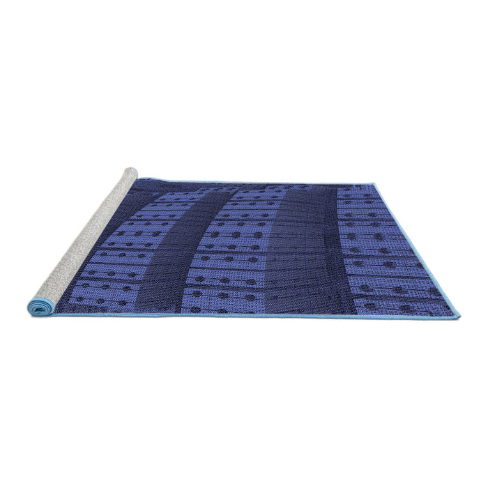 Sideview of Machine Washable Transitional Royal Blue Rug, wshpat560blu