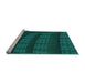 Sideview of Machine Washable Transitional Dark Cyan Green Rug, wshpat560lblu