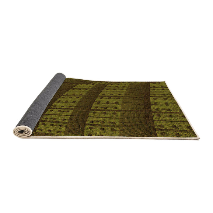 Thickness of Patterned Dark Yellow Green Rug, pat560org