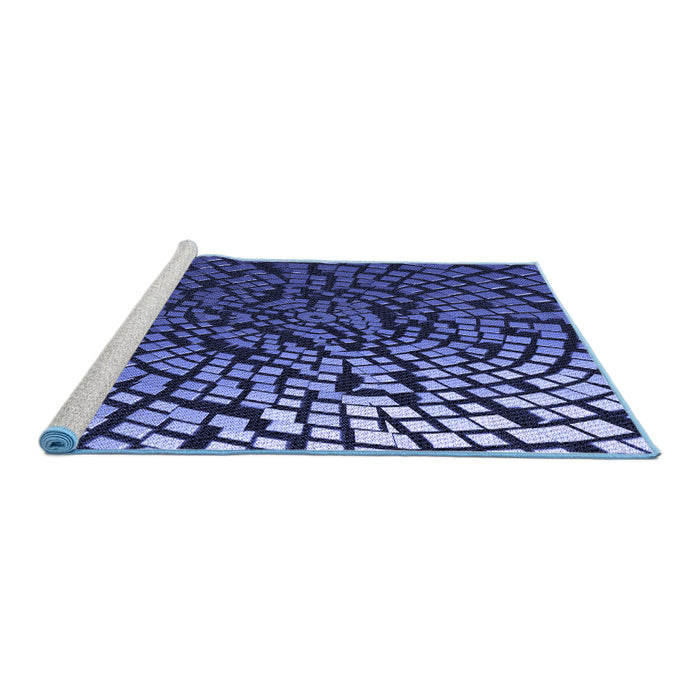 Sideview of Machine Washable Transitional Light Slate Blue Rug, wshpat561blu