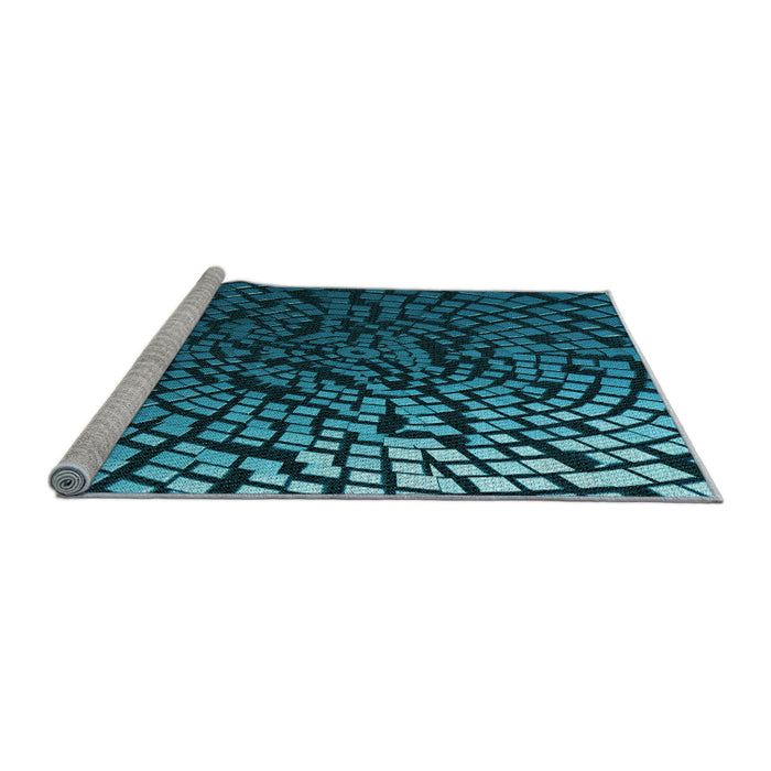 Sideview of Machine Washable Transitional Dark Turquoise Green Rug, wshpat561lblu