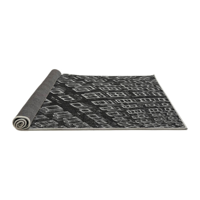 Thickness of Patterned Charcoal Black Rug, pat562gry