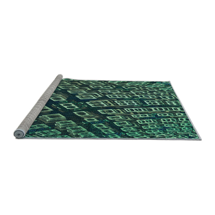 Sideview of Machine Washable Transitional Mint Green Rug, wshpat562lblu