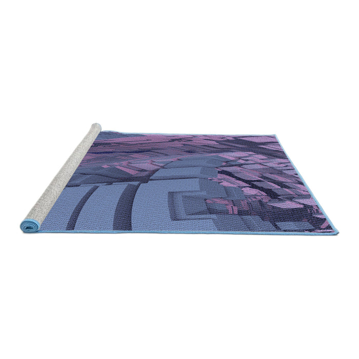 Sideview of Machine Washable Transitional Periwinkle Purple Rug, wshpat563blu