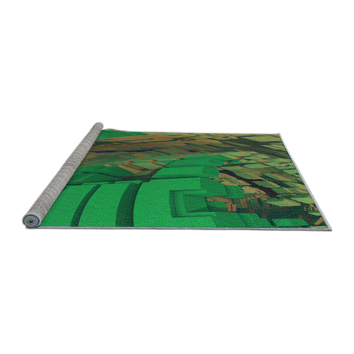 Sideview of Machine Washable Transitional Army Green Rug, wshpat563lblu