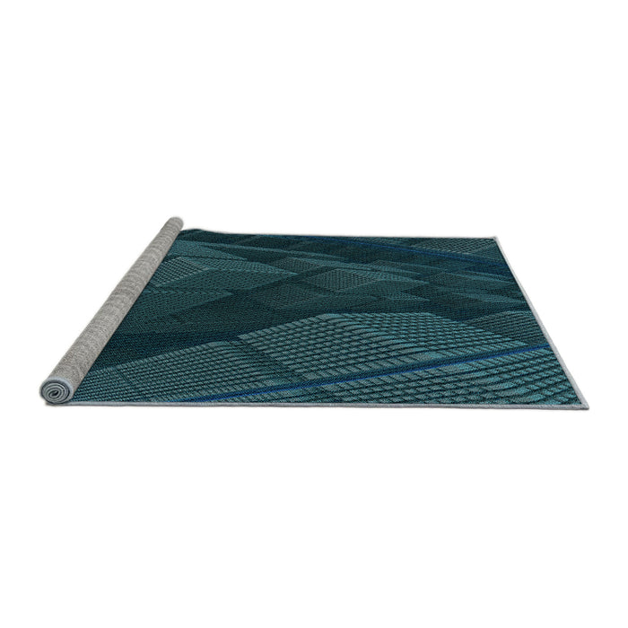 Sideview of Machine Washable Transitional Dark Cyan Green Rug, wshpat564lblu