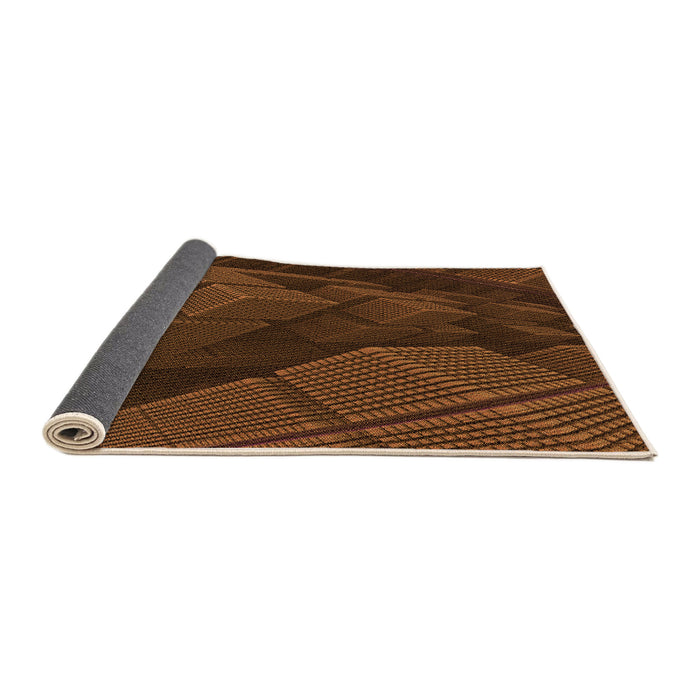 Thickness of Patterned Mahogany Brown Rug, pat564org