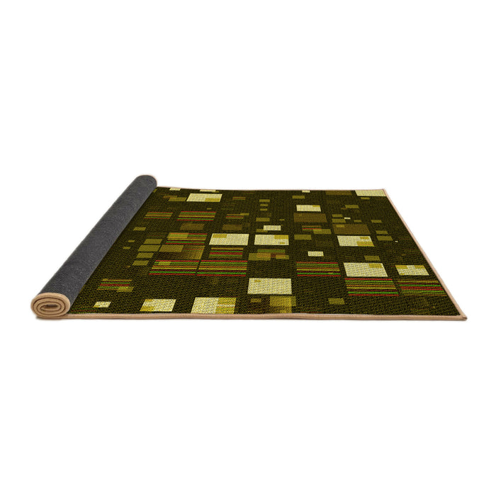 Thickness of Patterned Dark Yellow Green Rug, pat565yw