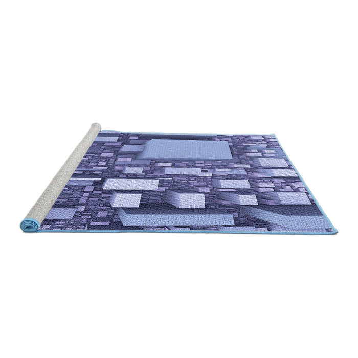 Sideview of Machine Washable Transitional Deep Periwinkle Purple Rug, wshpat566blu
