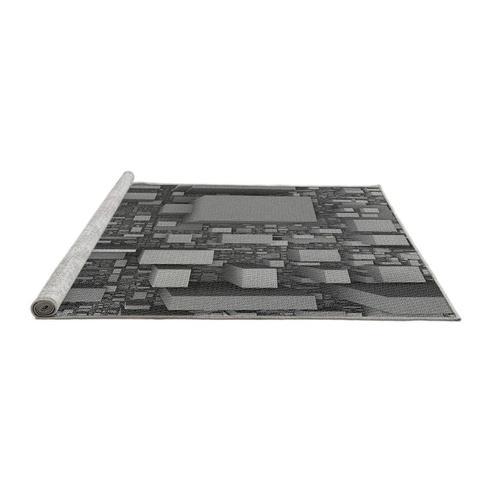 Sideview of Machine Washable Transitional Gunmetal Gray Rug, wshpat566gry