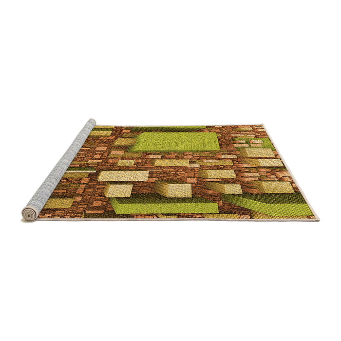 Sideview of Machine Washable Transitional Yellow Rug, wshpat566org