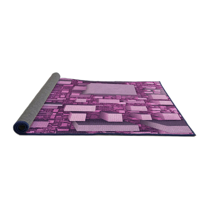 Thickness of Patterned Dark Magenta Purple Rug, pat566pur